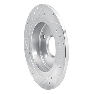 Buick Regal Brake Rotor (1) - Rear Right - R1 Concepts - Drilled & Slotted - Silver - `11-`16